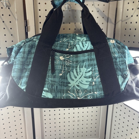 LL Bean Teal Floral Heavy Duty Travel Weekender Adventure Duffle Bag-Medium